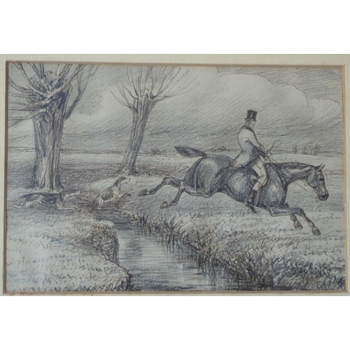 559 - Four drawings of British sporting interest and a pair of prints: 
 1. Cuthbert Bradley (British 1861... 