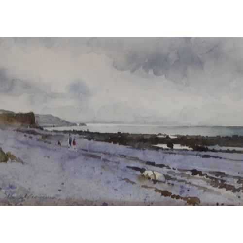 566 - DAVID GROSVENOR (Welsh born 1956), ‘Blackrock from Criccieth Beach’, Signed watercolour, 5 ¾ x 8 ins... 