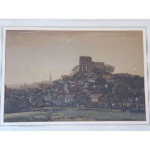 574 - George Graham ROI ( British 1881 – 1949), ‘Lewes, West Sussex’, Charcoal & watercolour signed, 10 x ... 