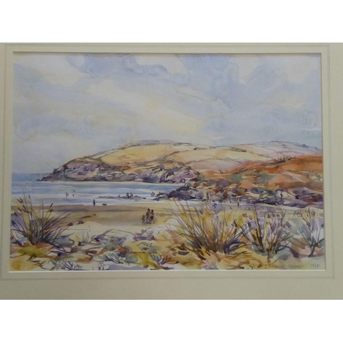 581 - Elizabeth Haines (Welsh Contemp.), A Busy Day at the Beach, N. Wales, Signed & dated 1990, watercolo... 