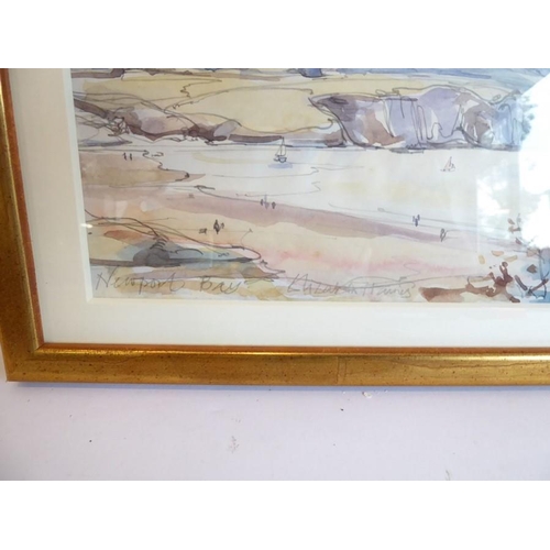 582 - Elizabeth Haines (Welsh Contemp.), ‘Newport Bay’, Signed & insc. watercolour, 4 x 11 ins (10.5 x 28 ... 