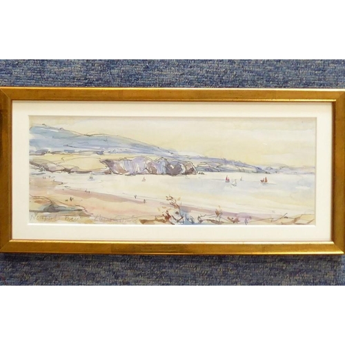 582 - Elizabeth Haines (Welsh Contemp.), ‘Newport Bay’, Signed & insc. watercolour, 4 x 11 ins (10.5 x 28 ... 