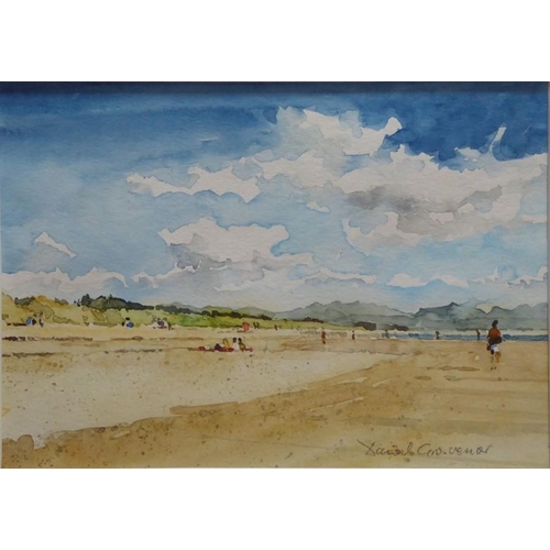 585 - David Grosvenor (Welsh born 1956), ‘Y Traeth, Llanddwyn’, Signed watercolour, 5 ¾ x 8 ins (14.5 x 20... 