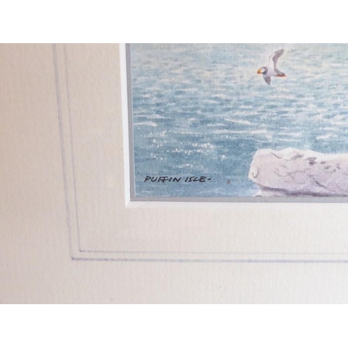 586 - Philip Snow (Welsh Contemp.), A miniature study of ‘Puffin Island’, Signed watercolour, 3 x 41/4 ins... 