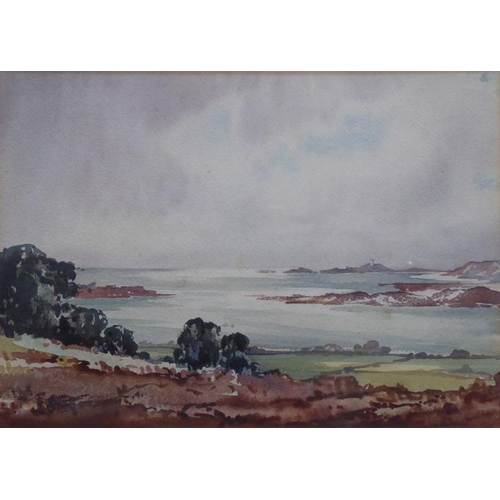 588 - William Selwyn RCA (born 1933), ‘Fort Belan & Llanddwyn Lighthouse, Anglesey’, Signed watercolour, 7... 