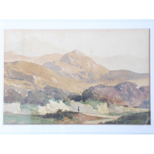 597 - Attributed to John Parry (1776-1851) - A view of Plinlimmon (mid Wales). Watercolour, 3 ¾ x 5 ¾ ins ... 