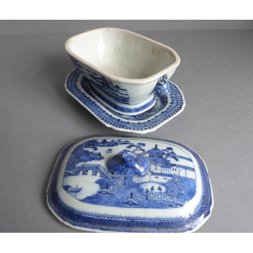 6 - Eight pieces of Chinese blue-and-white ceramics to include 18th century export ware: a large 19th ce... 