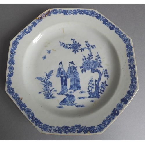 6 - Eight pieces of Chinese blue-and-white ceramics to include 18th century export ware: a large 19th ce... 