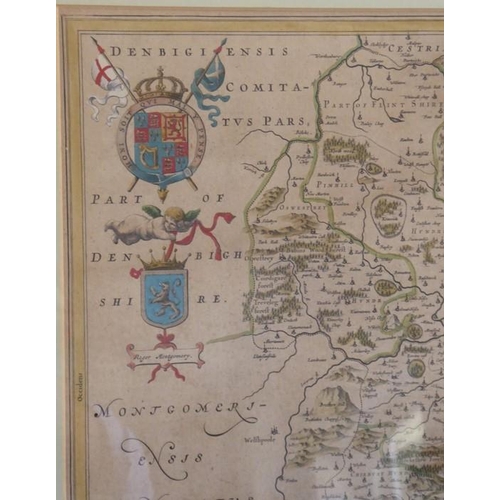 628 - After Jan Blaeu 1645 ‘Comitatis Salopiensis’, Hnd-cold engr. Map of Shropshire, Plate size 15 x 19 ¾... 