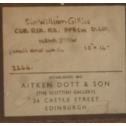 643 - Sir William Gillies CBE RSA RA (1898 – 1973), ‘Near Stow’, Signed, mixed media on paper, 10 x 14 ins... 