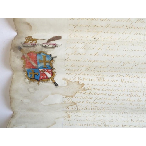 659 - The 1817 augmentation to the Arms of Lt.-Col. Edward Miles by authority of the Prince Regent, the Ga... 