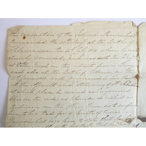 661 - The draft of the 1814 application to the Marquess of Wellington for the promotion of Brevet Colonel ... 