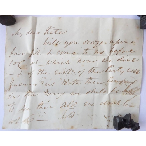 664 - Mary Wordsworth autograph note to Kate Southey and a part-envelope addressed in the hand of Robert S... 