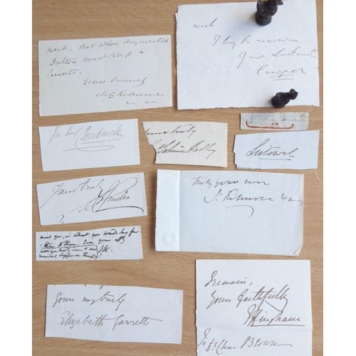 665 - About 70 signature clippings, mostly eminent and remarkable Victorians, to include Charles Dickens (... 