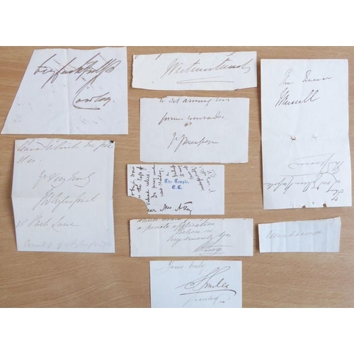 665 - About 70 signature clippings, mostly eminent and remarkable Victorians, to include Charles Dickens (... 