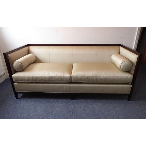 698 - A Baker Archetype walnut banded sofa designed by Michael Vanderbyl in the Moderne style (width 78