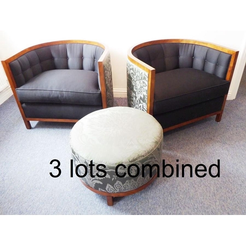 700 - A Baker Archetype round tufted club chair; designed by Michael Vanderbyl in the Moderne style; with ... 