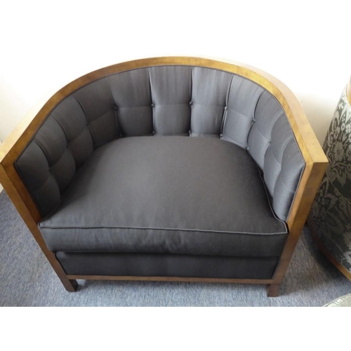 700 - A Baker Archetype round tufted club chair; designed by Michael Vanderbyl in the Moderne style; with ... 