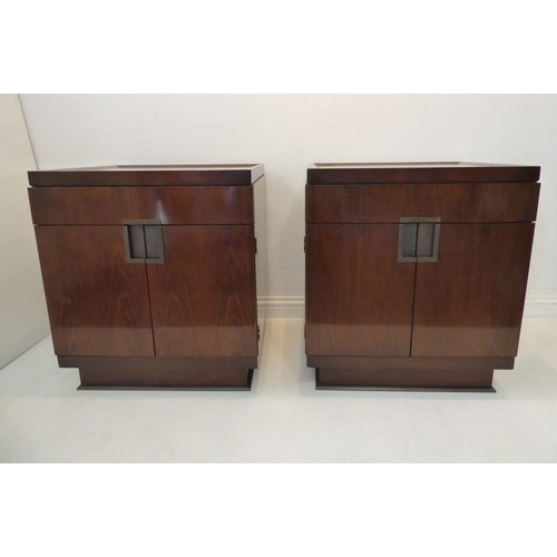 701 - A Baker Furniture pair of Boxer chests designed by Bill Sofield; each chest in American black walnut... 