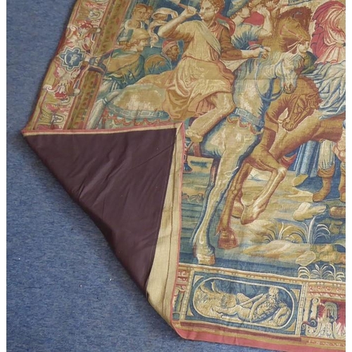 761 - A modern wall tapestry 'Les Herauts' (The Heralds); a copy of a 17th century tapestry depicting hera... 