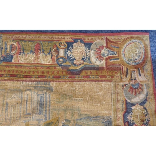 761 - A modern wall tapestry 'Les Herauts' (The Heralds); a copy of a 17th century tapestry depicting hera... 