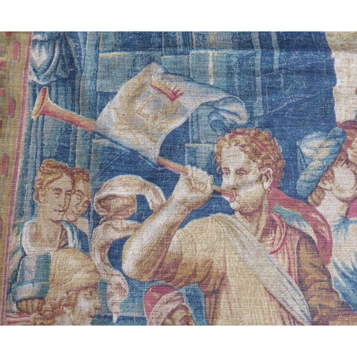 761 - A modern wall tapestry 'Les Herauts' (The Heralds); a copy of a 17th century tapestry depicting hera... 