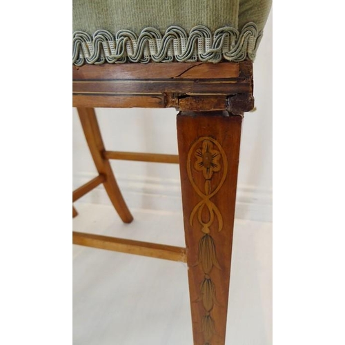 763 - A good pair of late 19th / early 20th century satinwood and marquetry bedroom chairs in Sheraton Rev... 