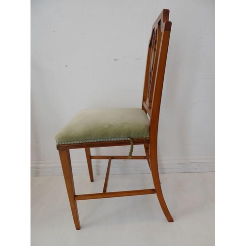 763 - A good pair of late 19th / early 20th century satinwood and marquetry bedroom chairs in Sheraton Rev... 