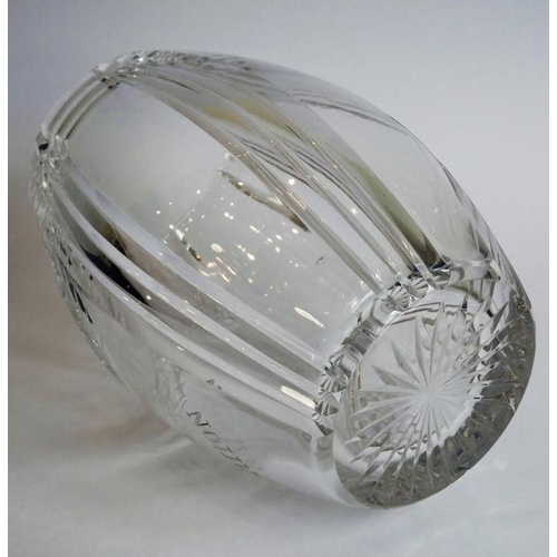 77 - A mid-20th century cut-glass vase signed 'Stuart England'; engraved with the cypher of Elizabeth II ... 