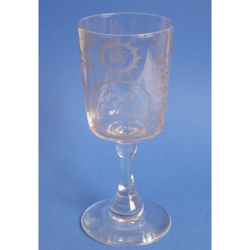 80 - A heavy and large oversized goblet engraved to commemorate the Coronation of Elizabeth II in 1953 be... 