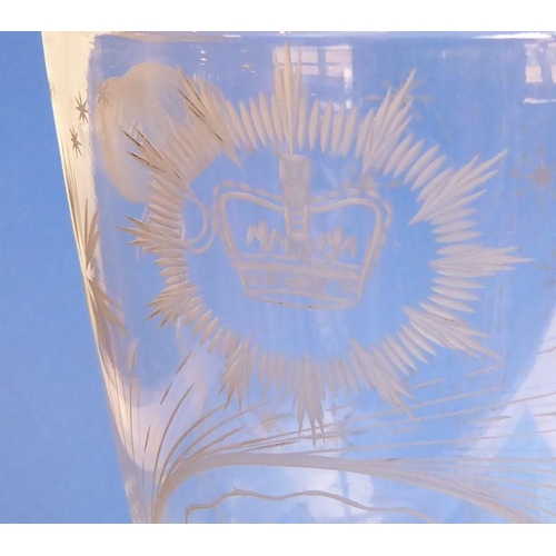 80 - A heavy and large oversized goblet engraved to commemorate the Coronation of Elizabeth II in 1953 be... 