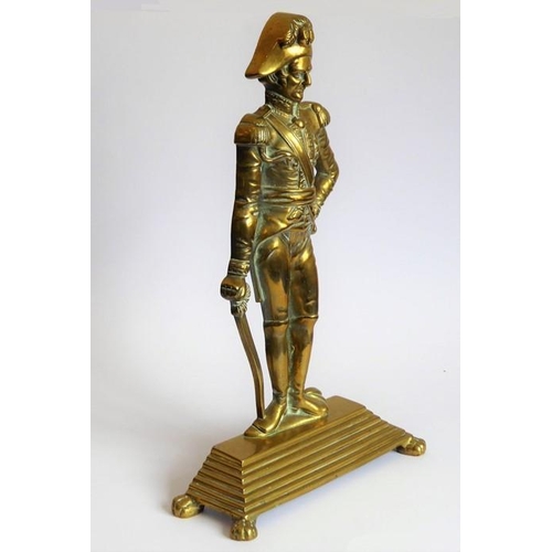 95 - A late 19th/early 20th century brass doorstop modelled as The Duke of Wellington in full regalia and... 