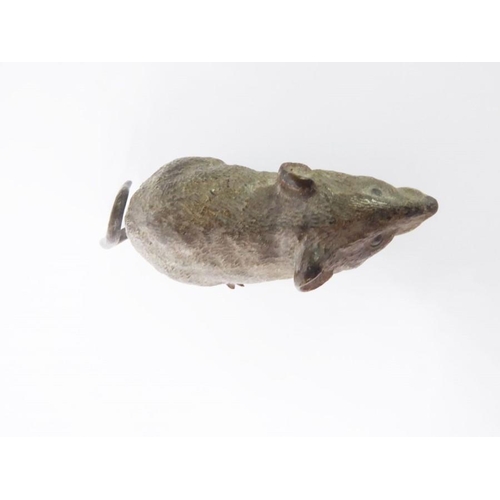 96 - In the style of Franz Bergmann; a late 19th century cold-painted bronze model of a mouse, stamped Ge... 