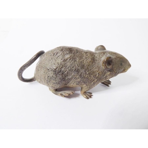 96 - In the style of Franz Bergmann; a late 19th century cold-painted bronze model of a mouse, stamped Ge... 