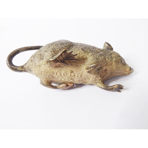 96 - In the style of Franz Bergmann; a late 19th century cold-painted bronze model of a mouse, stamped Ge... 