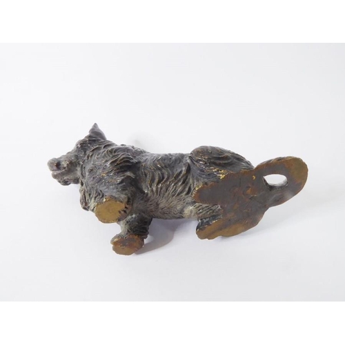 100 - A well modelled and heavy patinated bronze model of a seated Scottie dog (approx. 368g, 9.75cm long ... 