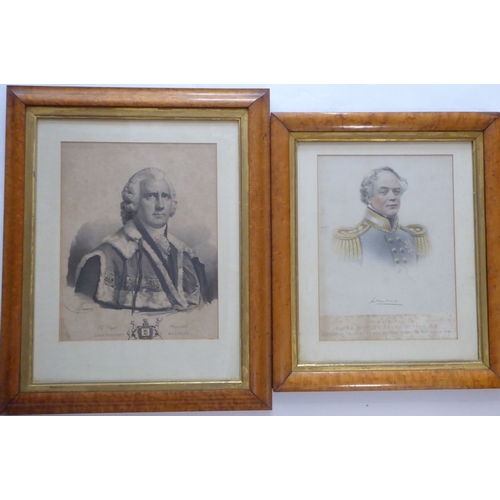 618 - Two Victorian portrait engravings of naval and Dundas family interest: Viscount Melville, First Sea ... 