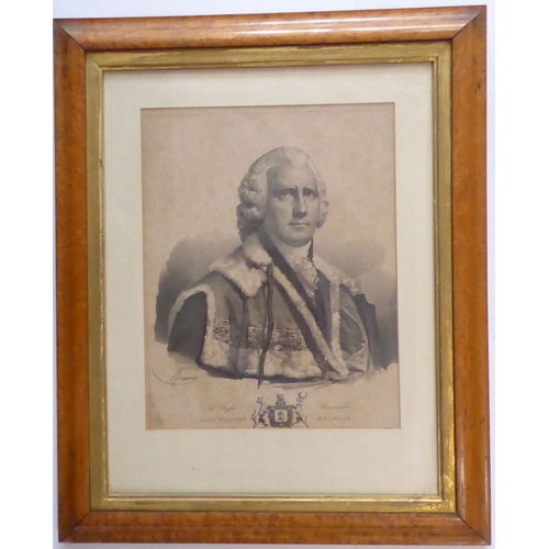 618 - Two Victorian portrait engravings of naval and Dundas family interest: Viscount Melville, First Sea ... 