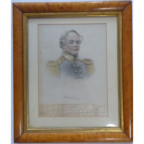 618 - Two Victorian portrait engravings of naval and Dundas family interest: Viscount Melville, First Sea ... 