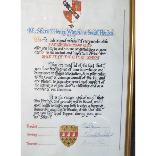 364 - Six livery company and Alderman of London framed certificates (the largest 44cm x 26cm)