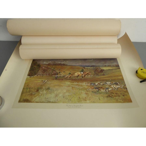293 - Four coloured hunting prints by Michael Lyne 'Whaddon Chase' with blind stamp and signed in pencil i... 