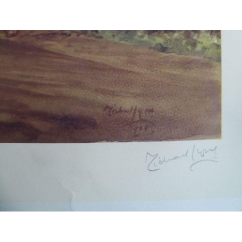 293 - Four coloured hunting prints by Michael Lyne 'Whaddon Chase' with blind stamp and signed in pencil i... 