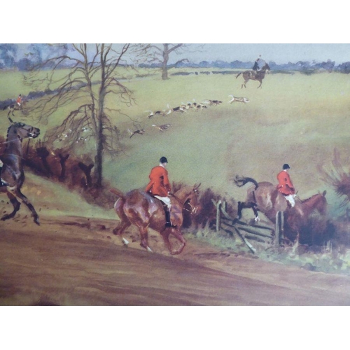 293 - Four coloured hunting prints by Michael Lyne 'Whaddon Chase' with blind stamp and signed in pencil i... 