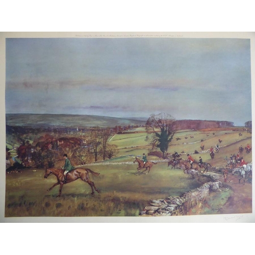 293 - Four coloured hunting prints by Michael Lyne 'Whaddon Chase' with blind stamp and signed in pencil i... 