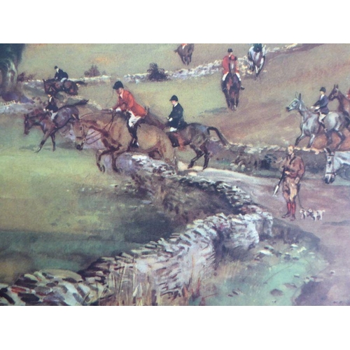 293 - Four coloured hunting prints by Michael Lyne 'Whaddon Chase' with blind stamp and signed in pencil i... 