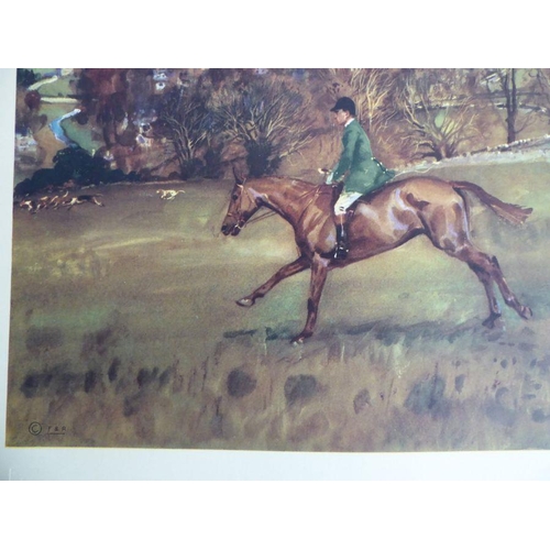 293 - Four coloured hunting prints by Michael Lyne 'Whaddon Chase' with blind stamp and signed in pencil i... 