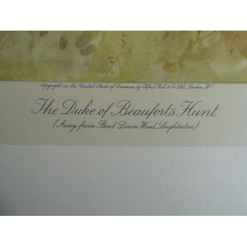 293 - Four coloured hunting prints by Michael Lyne 'Whaddon Chase' with blind stamp and signed in pencil i... 
