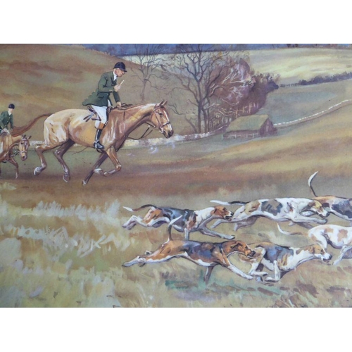 293 - Four coloured hunting prints by Michael Lyne 'Whaddon Chase' with blind stamp and signed in pencil i... 
