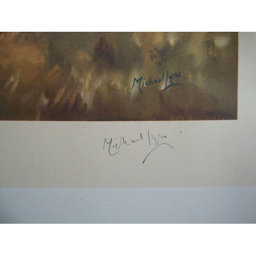 293 - Four coloured hunting prints by Michael Lyne 'Whaddon Chase' with blind stamp and signed in pencil i... 