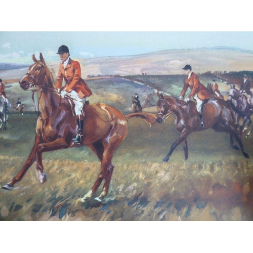 293 - Four coloured hunting prints by Michael Lyne 'Whaddon Chase' with blind stamp and signed in pencil i... 
